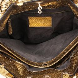 Zagliani Metallic Python Puffy Handbag