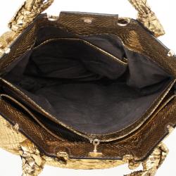 Zagliani Metallic Python Puffy Handbag