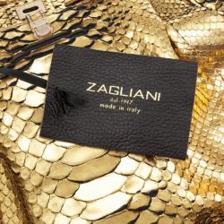 Zagliani Metallic Python Puffy Handbag