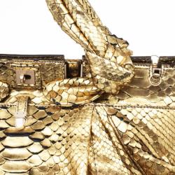 Zagliani Metallic Python Puffy Handbag