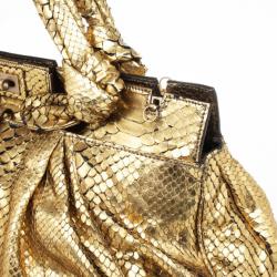 Zagliani Metallic Python Puffy Handbag