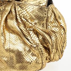 Zagliani Metallic Python Puffy Handbag