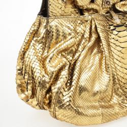 Zagliani Metallic Python Puffy Handbag