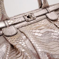 Zagliani Metallic Python Puffy Handbag