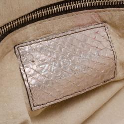 Zagliani Metallic Python Puffy Handbag