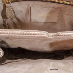 Zagliani Beige Metallic Python Medium Puffy Bag