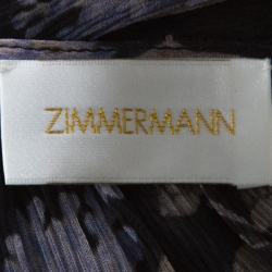 Pre Owned Zimmermann Black Lavender Print Chiffon Asymmetric Ruffle Detail Dress L