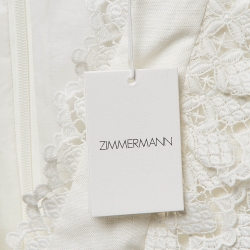 Pre Owned Zimmermann White Linen Wayfarer Flutter Dress M