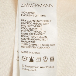 Pre Owned Zimmermann Cream Citrus Butterflies Print Linen Button Front Blouse S