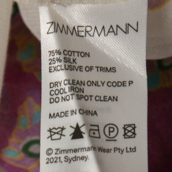 مملوكة مسبقًا Zimmermann White Paisley Print Cotton Teddy Midi Dress M