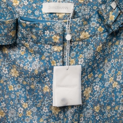Pre Owned Zimmermann Blue Floral Printed Linen Belted Trousers M