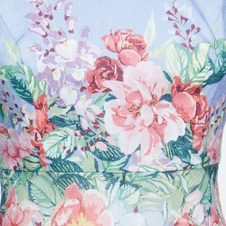 Pre Owned Zimmermann Blue Floral Printed Linen Maxi Dress S