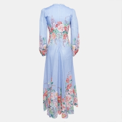 Pre Owned Zimmermann Blue Floral Printed Linen Maxi Dress S