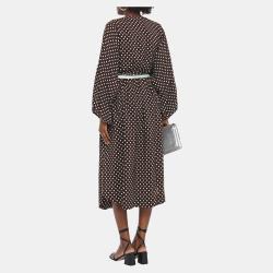 Pre Owned Zimmermann Brown Polka Dot Silk Midi Dress S (SIZE 1)