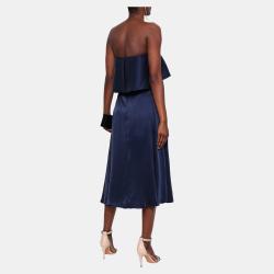 Zimmermann Navy Blue Silk Strapless Midi Dress L (2)