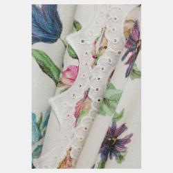 Pre Owned Zimmermann White Floral Linen Midi Dress S