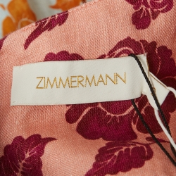 مملوكة مسبقًا Zimmermann Multicolor Floral Printed Linen Lovestruck V-Neck Mini Dress M