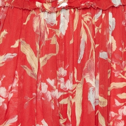 Pre Owned Zimmermann Red Floral Print Silk Playsuit M
