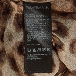 مملوكة مسبقًا Zimmermann Brown Animal Print Silk Tiered Midi Dress M