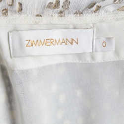 مملوكة مسبقًا Zimmermann Off-White Silk-Lurex Blend Ruffled Wrap Midi Dress XS