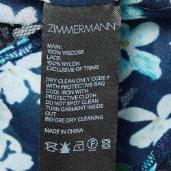 مملوكة مسبقًا Zimmermann Blue Floral Print Chiffon Moncur Wrap Mini Dress S