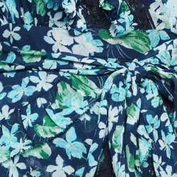 مملوكة مسبقًا Zimmermann Blue Floral Print Chiffon Moncur Wrap Mini Dress S