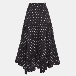 Pre Owned Zimmermann Black Polka Dots Plisse Tiered Midi Skirt M