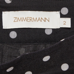 Pre Owned Zimmermann Black Polka Dots Plisse Tiered Midi Skirt M