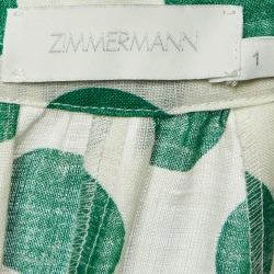 Zimmermann Green Polka Dot Print Linen Midi Skirt S