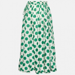 Zimmermann Green Polka Dot Print Linen Midi Skirt S