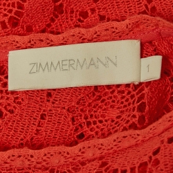Zimmermann Coral Pink Crochet Shell Belted Maxi Dress M