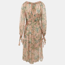 Pre Owned Zimmermann Multicolor Floral Print Silk Button Front Midi Dress S