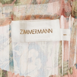 Pre Owned Zimmermann Multicolor Floral Print Silk Button Front Midi Dress S