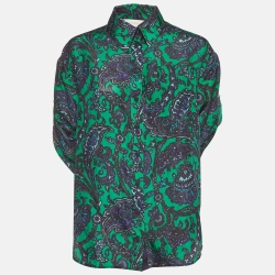Pre Owned Zimmermann Green/Blue Paisley Print Silk Tiggy Shirt S