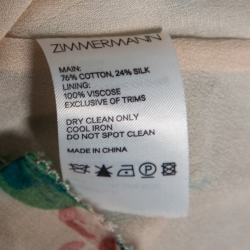 Pre Owned Zimmermann Cream Floral Printed Chiffon Natural Verity Floating Ruffled Jumpsuit XS