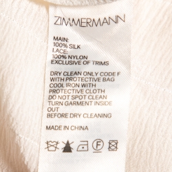 Pre Owned Zimmermann Off White Silk & Lace Inset Ruffle Moncur Wrap Dress L