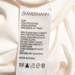 Pre Owned Zimmermann Off White Silk & Lace Inset Ruffle Moncur Wrap Dress L