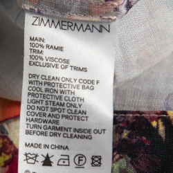 Pre Owned Zimmermann Multicolor Postcard Printed Ramie Oversized Belted Shirt M
