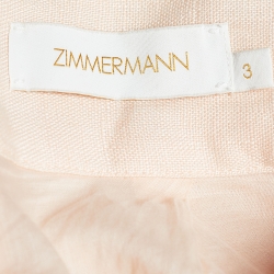 Pre Owned Zimmermann Peach Linen Belted Maxi Skirt L