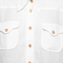 Pre Owned Zimmermann White Ramie Pocketed Button Front Shirt L