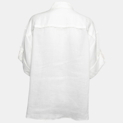 Pre Owned Zimmermann White Ramie Pocketed Button Front Shirt L