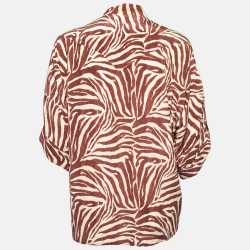 Pre Owned Zimmermann Beige Printed Silk Pocket Detail Button Front Shirt L