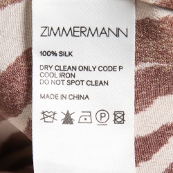 Pre Owned Zimmermann Beige Printed Silk Pocket Detail Button Front Shirt L