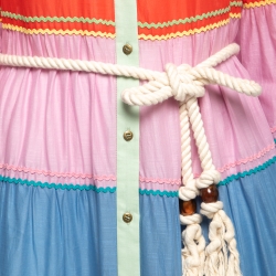 Pre Owned Zimmermann Multicolor Riders Striped Cotton Belted Maxi M