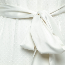 مملوكة مسبقًا Zimmermann White Dotted Chiffon Belted Pleated Midi Dress S