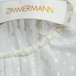 مملوكة مسبقًا Zimmermann White Dotted Chiffon Belted Pleated Midi Dress S