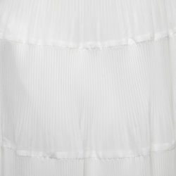 Pre Owned Zimmermann White Plisse Organza Midi Skirt M