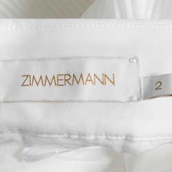 Pre Owned Zimmermann White Plisse Organza Midi Skirt M