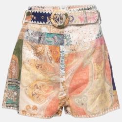 Zimmermann White Paisley Printed Linen Shirt & Shorts Set M