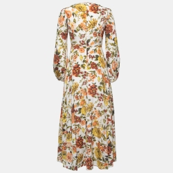 Zimmermann White Floral Printed Silk Maxi Dress S